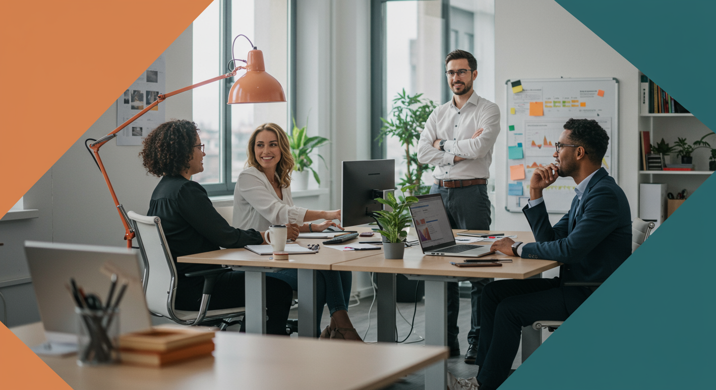 Professionnels collaborant dans un bureau moderne